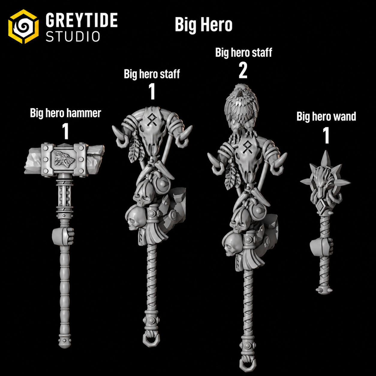 Primal Hounds Big Hero Pose | Bits Packs by Greytide Studios | 3D Printed Bits
