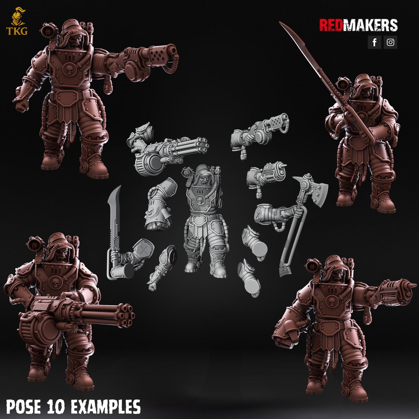 Solar Guard - Rotor Cannons and Axes Squad by Red Makers | 3D printed Tabletop Miniatures