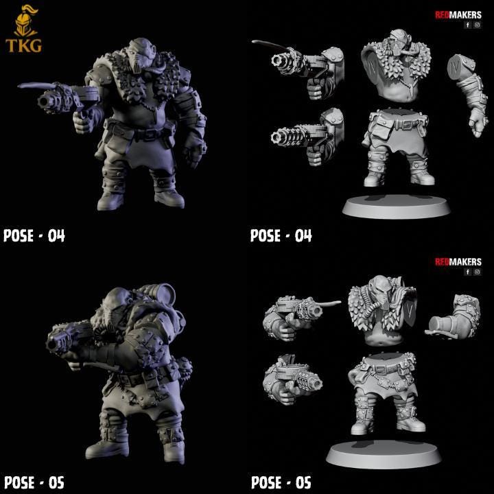 Abhuman Giants by RedMakers | 3D printed Tabletop Miniatures | Ogryn/Bullgryn Proxies