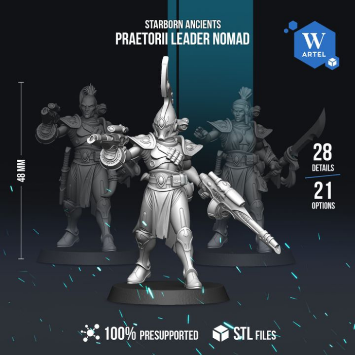 Praetorii Leader Nomad - Starborn Ancients by Artel W | 3D Printed Miniatures