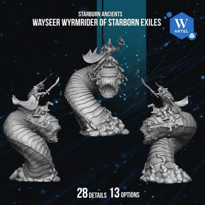 Wayseer Wyrmrider of Starborn Exiles - Starborn Ancients by Artel W | 3D Printed Miniatures