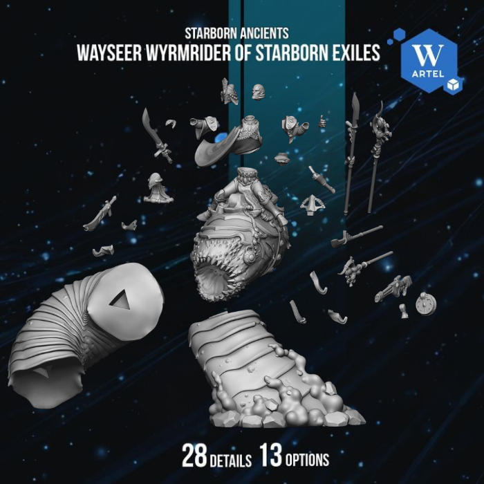 Wayseer Wyrmrider of Starborn Exiles - Starborn Ancients by Artel W | 3D Printed Miniatures