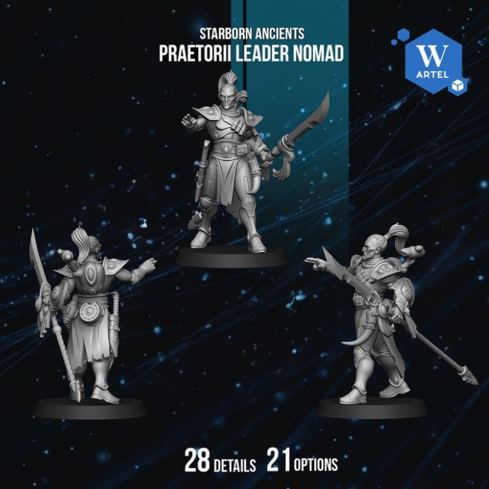 Praetorii Leader Nomad - Starborn Ancients by Artel W | 3D Printed Miniatures