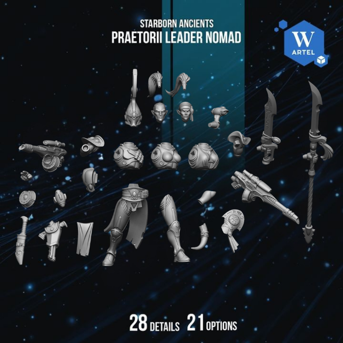 Praetorii Leader Nomad - Starborn Ancients by Artel W | 3D Printed Miniatures