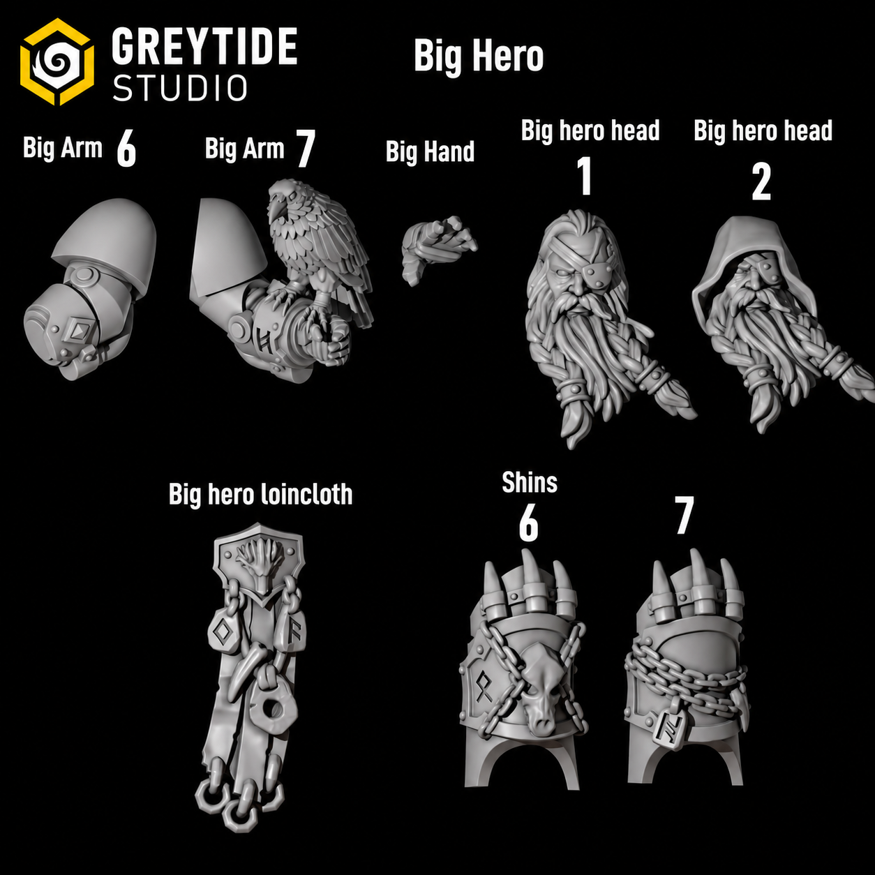 Primal Hounds Big Hero Pose | Bits Packs by Greytide Studios | 3D Printed Bits