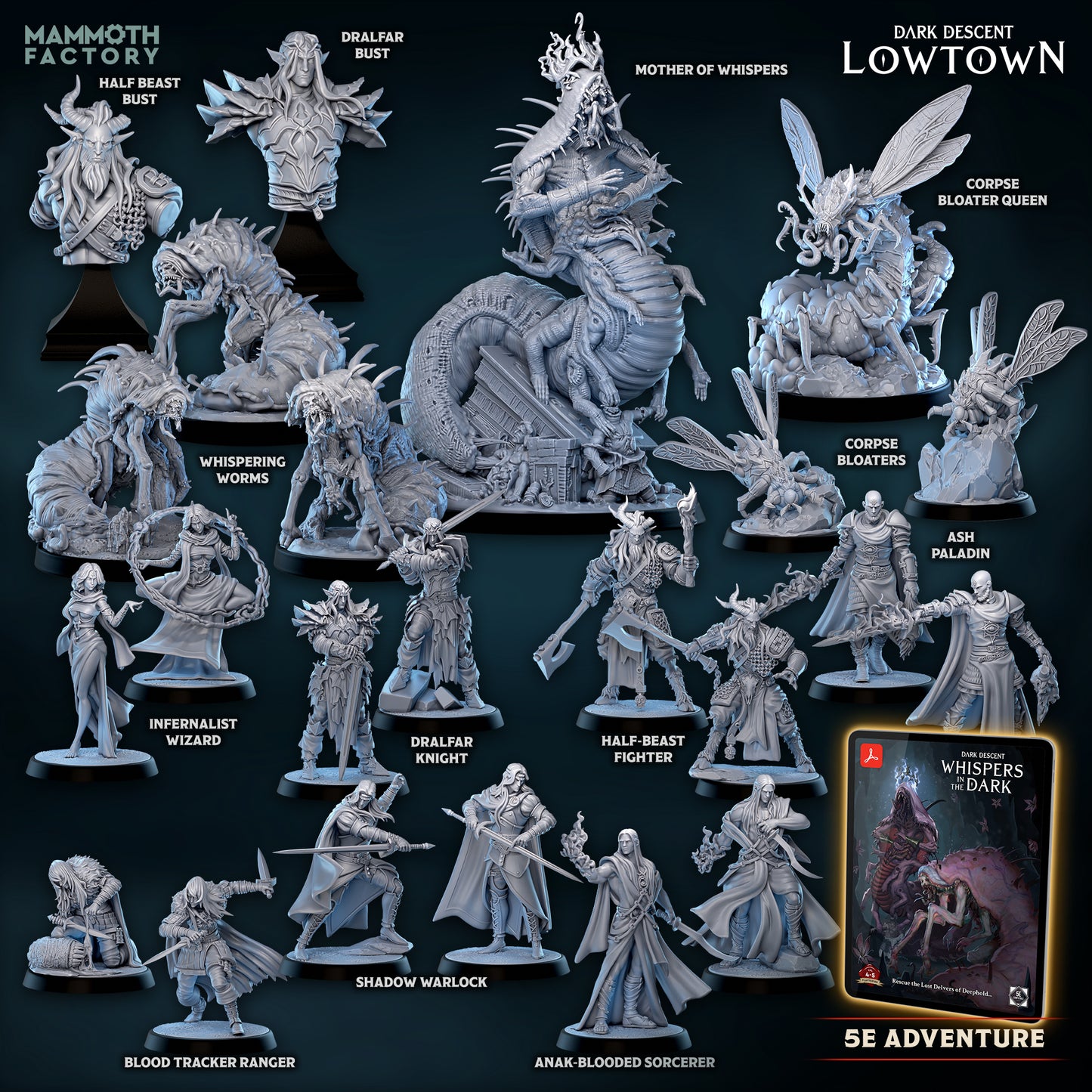 Dark Descent: Lowtown by Mammoth Factory | 3D Printed Miniatures