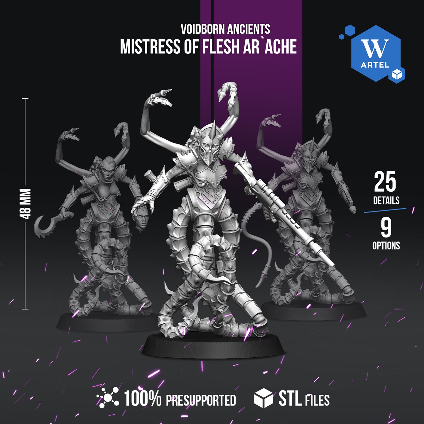 Mistress of Flesh Ar'ache - Voidborn Ancients by Artel W | 3D Printed Miniatures