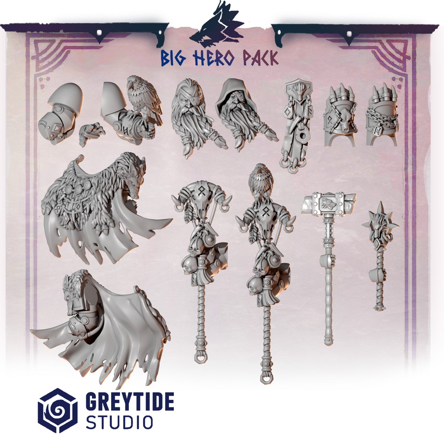 Primal Hounds Big Hero Pose | Bits Packs by Greytide Studios | 3D Printed Bits