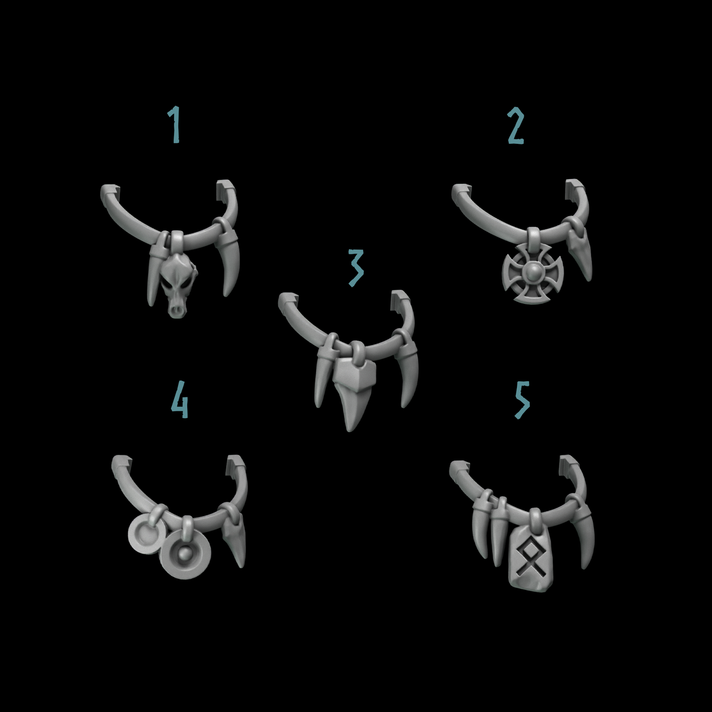 Primal Hounds Necklace and Greave Chains | Bits Packs by Greytide Studios | 3D Printed Bits