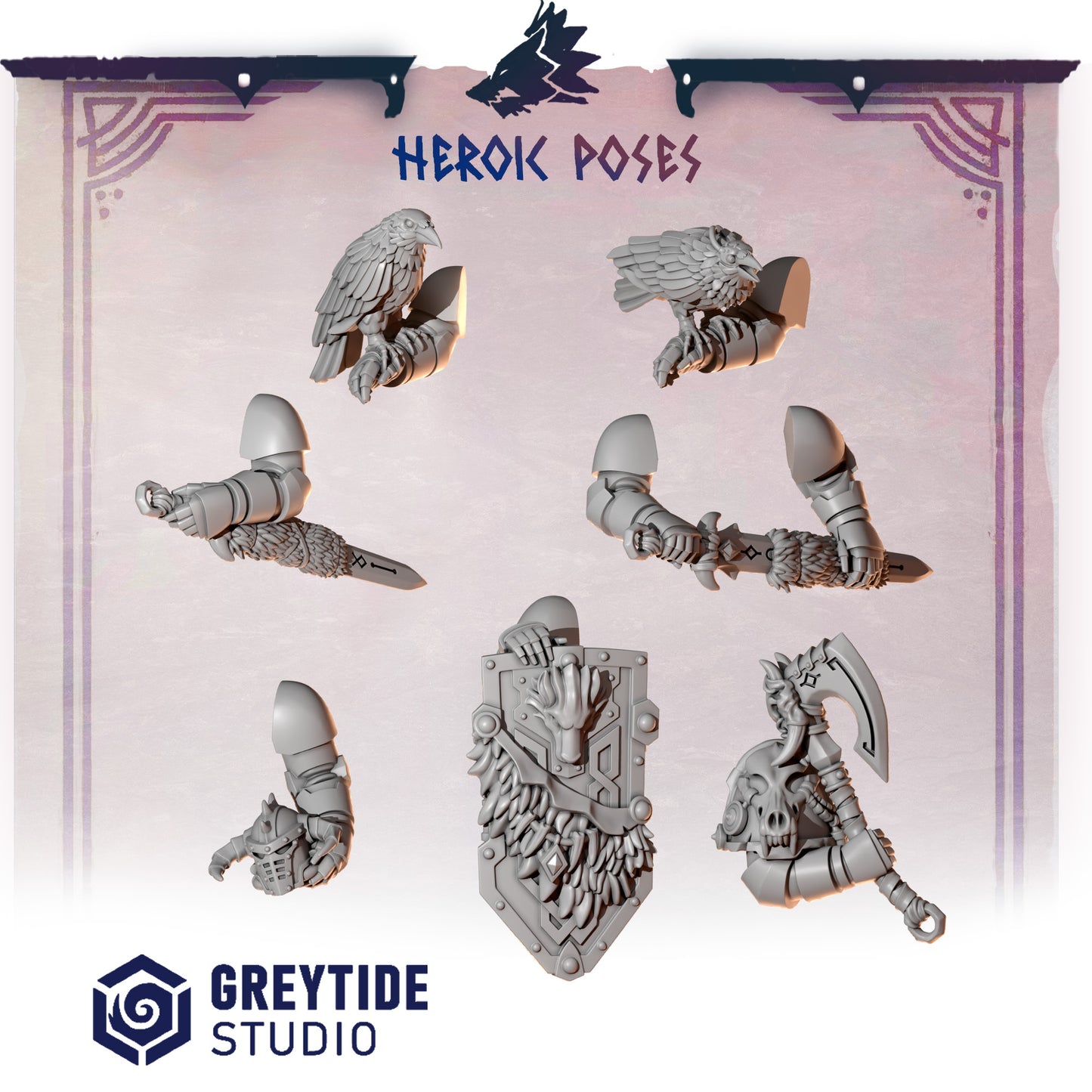 Primal Hounds Hero Pose | Bits Packs by Greytide Studios | 3D Printed Bits
