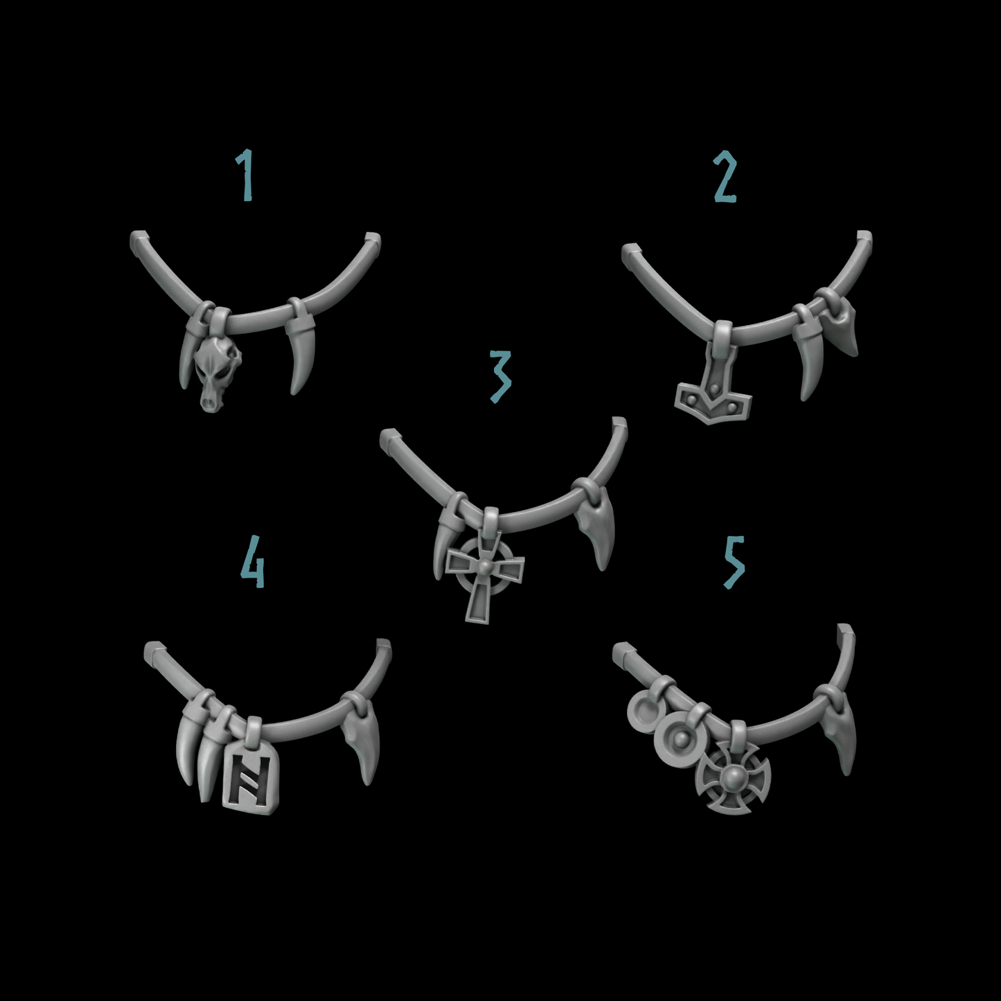 Primal Hounds Necklace and Greave Chains | Bits Packs by Greytide Studios | 3D Printed Bits