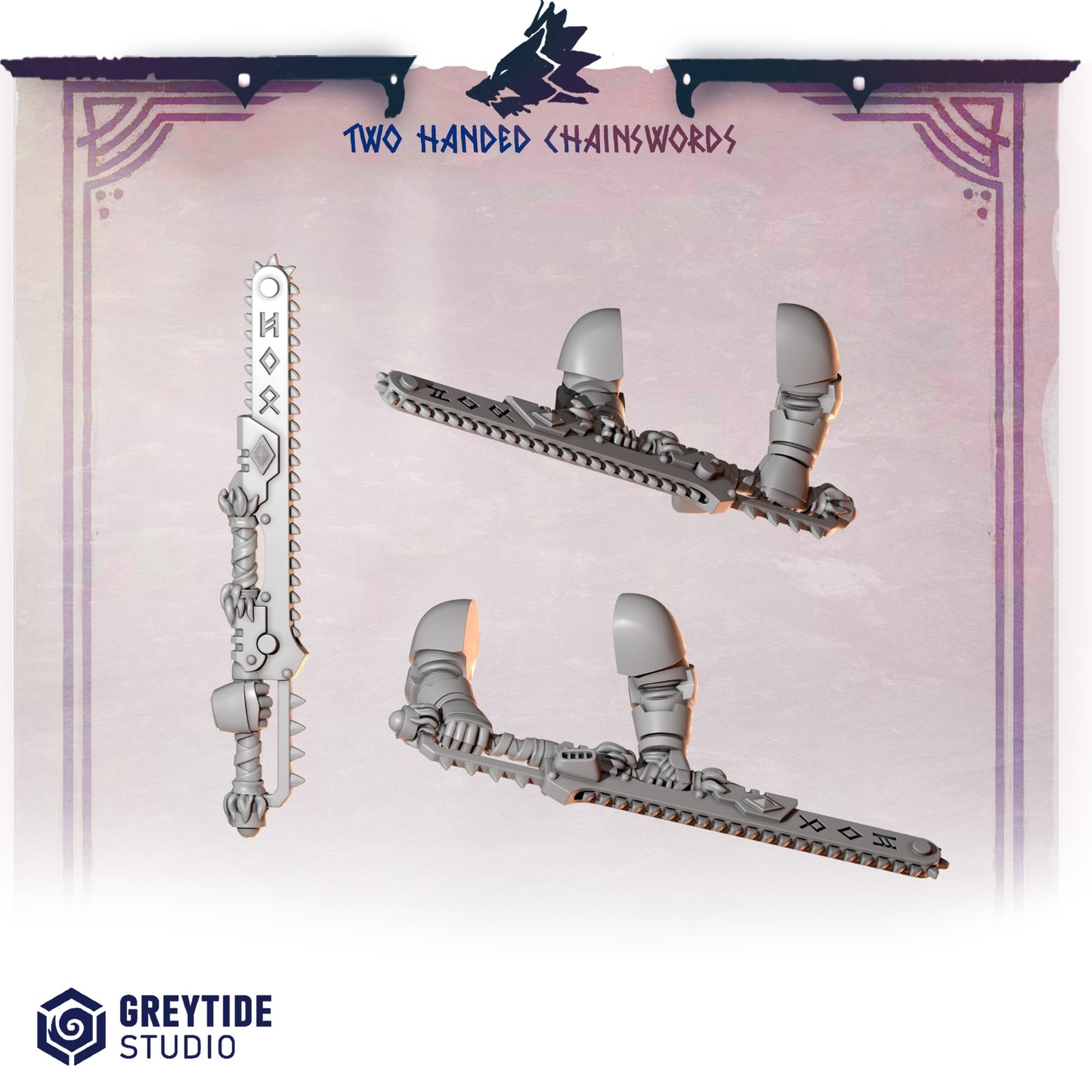 Primal Hounds 2-Handed Weapons| Bits Packs by Greytide Studios | 3D Printed Bits