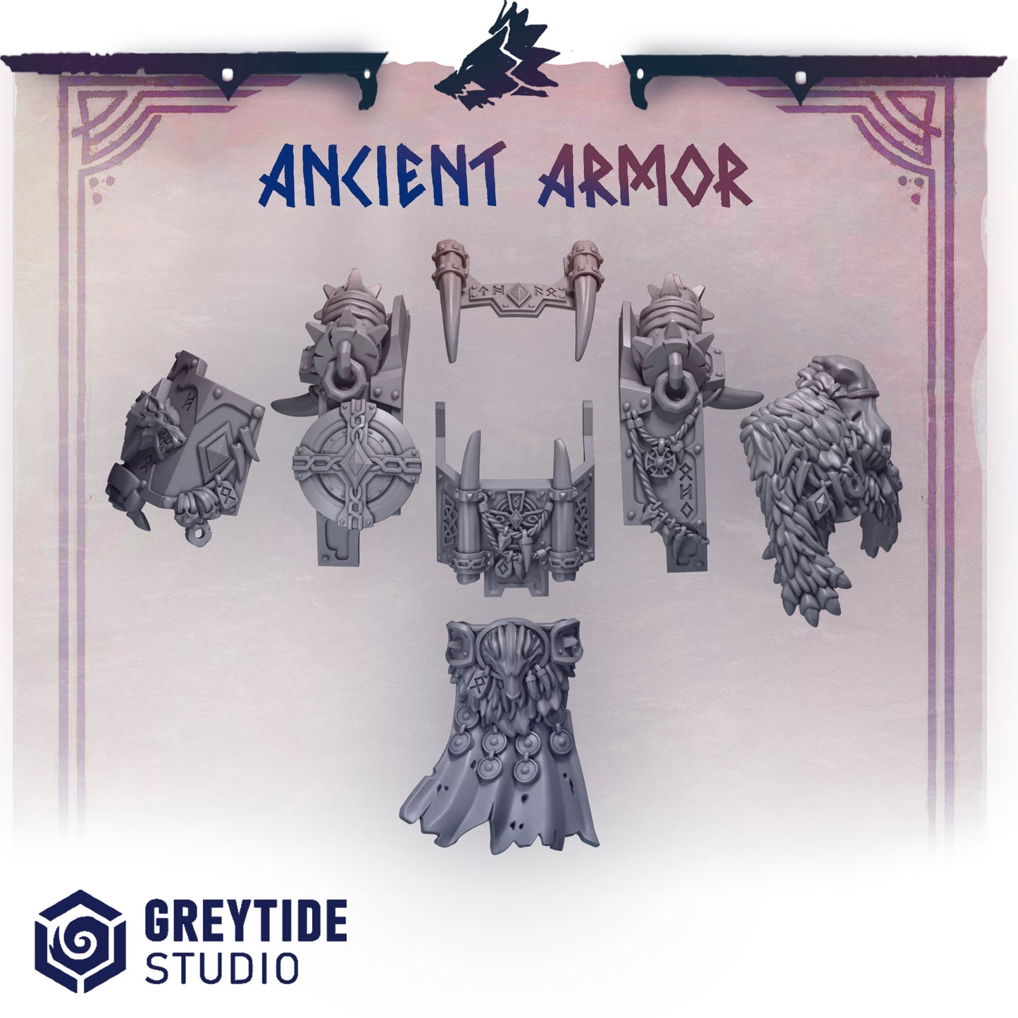 Primal Hounds Ancient Armor | Bits Packs by Greytide Studios | 3D Printed Bits