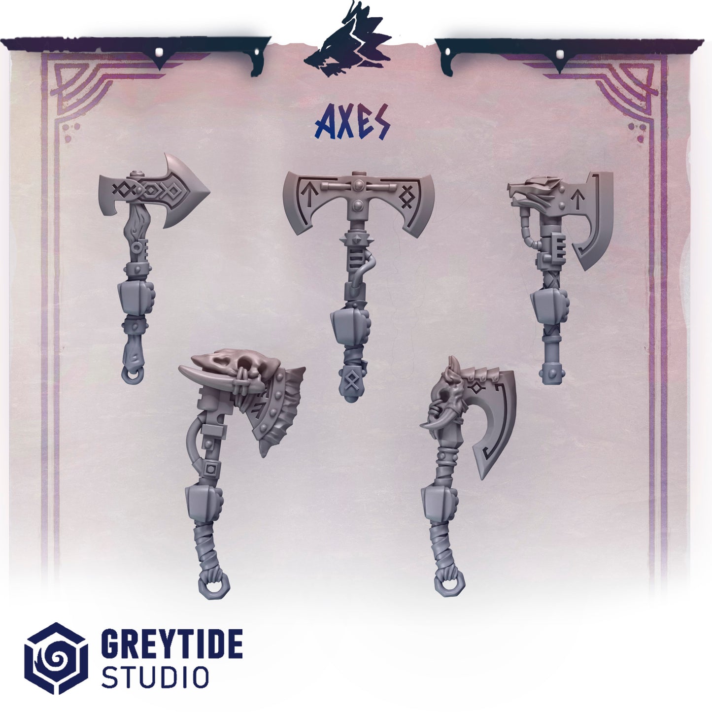 Primal Hounds 1-Handed Weapons| Bits Packs by Greytide Studios | 3D Printed Bits