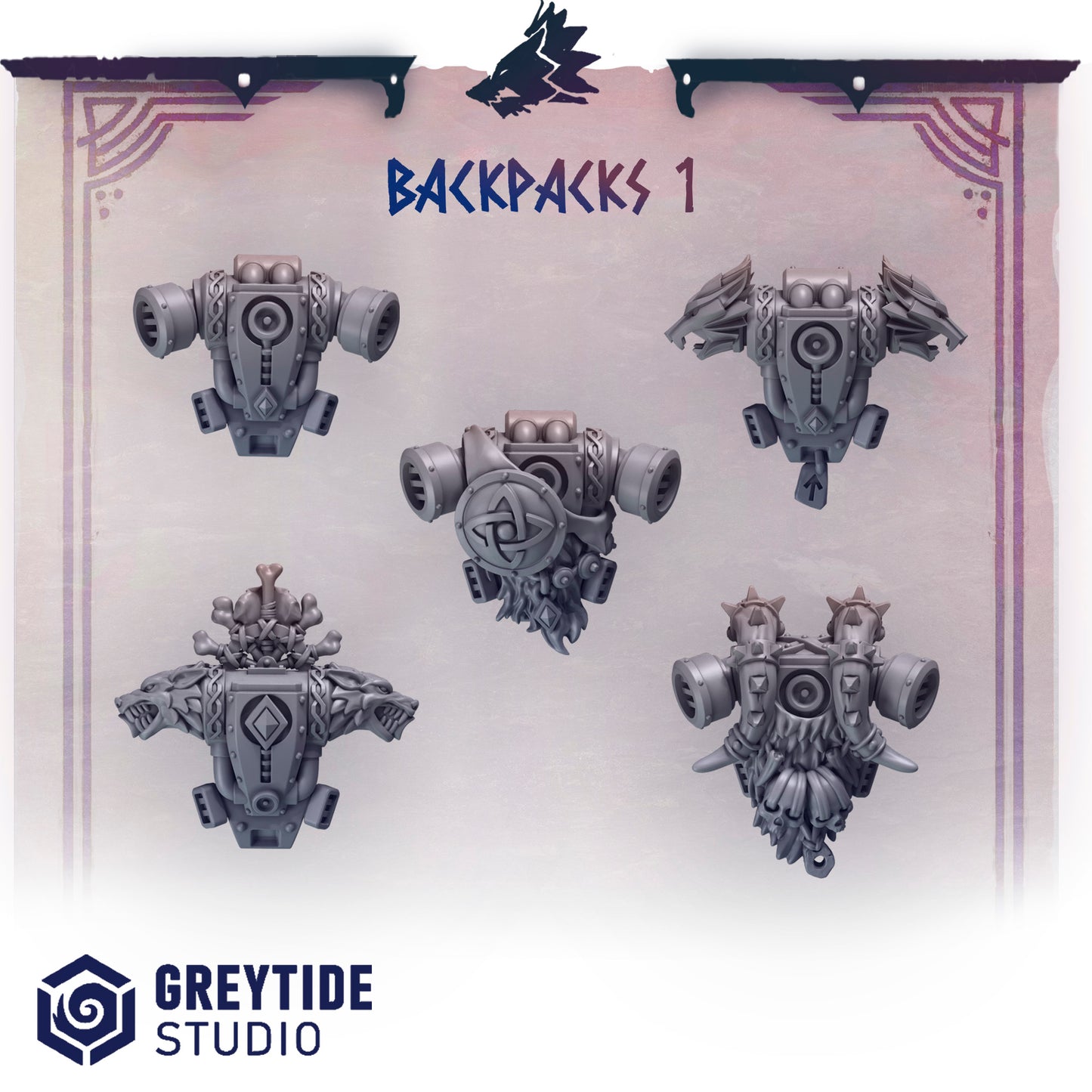 Primal Hounds Backpacks | Bits Packs by Greytide Studios | 3D Printed Bits