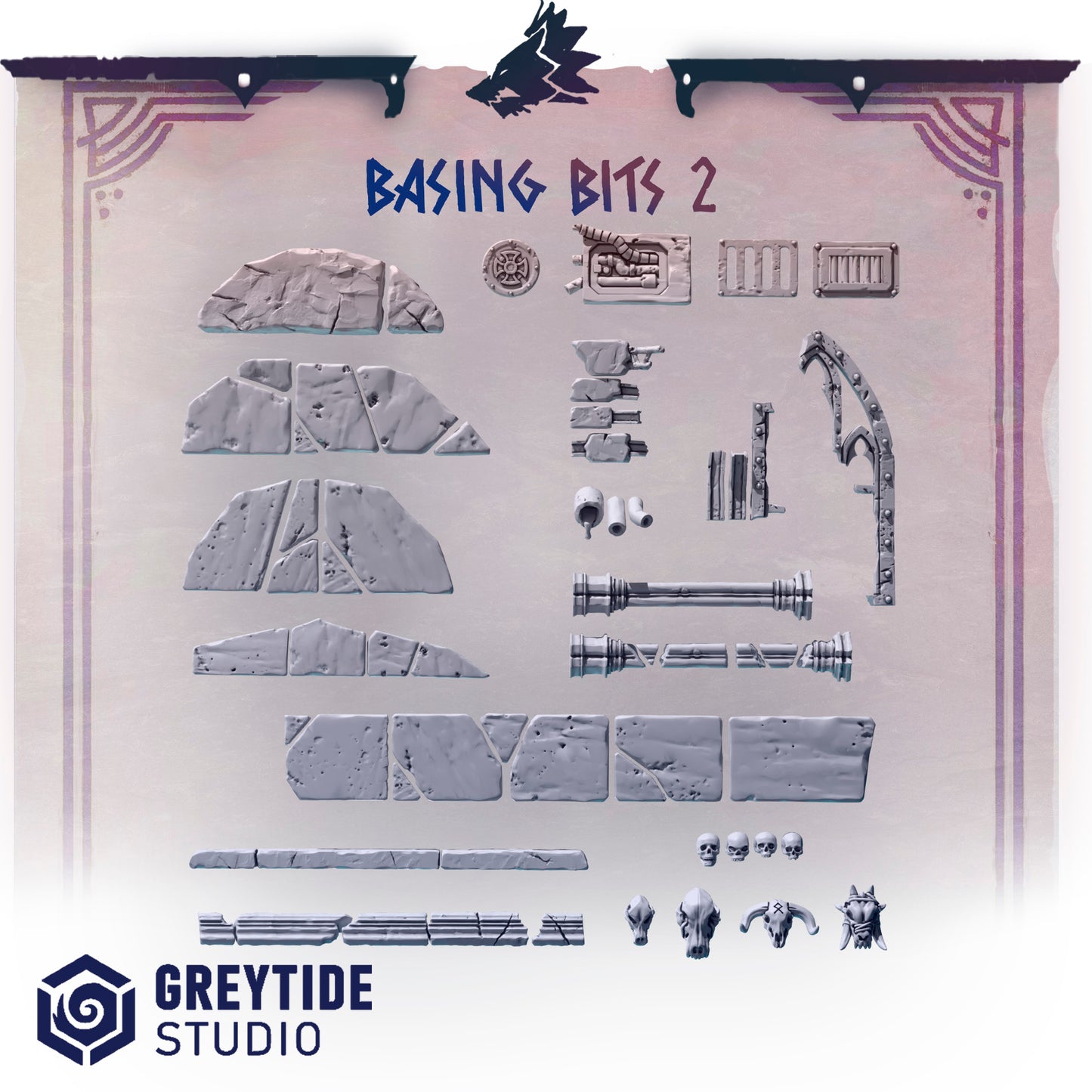 Primal Hounds Basing Bits | Bits Packs by Greytide Studios | 3D Printed Bits
