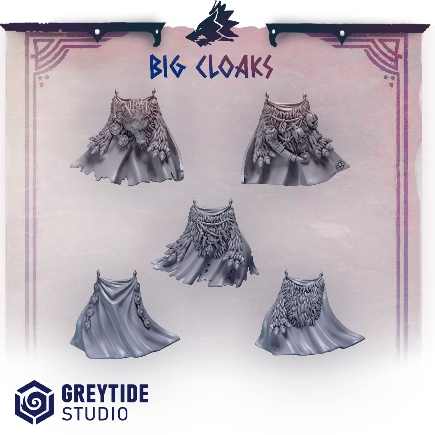 Primal Hounds Cloaks | Bits Packs by Greytide Studios | 3D Printed Bits