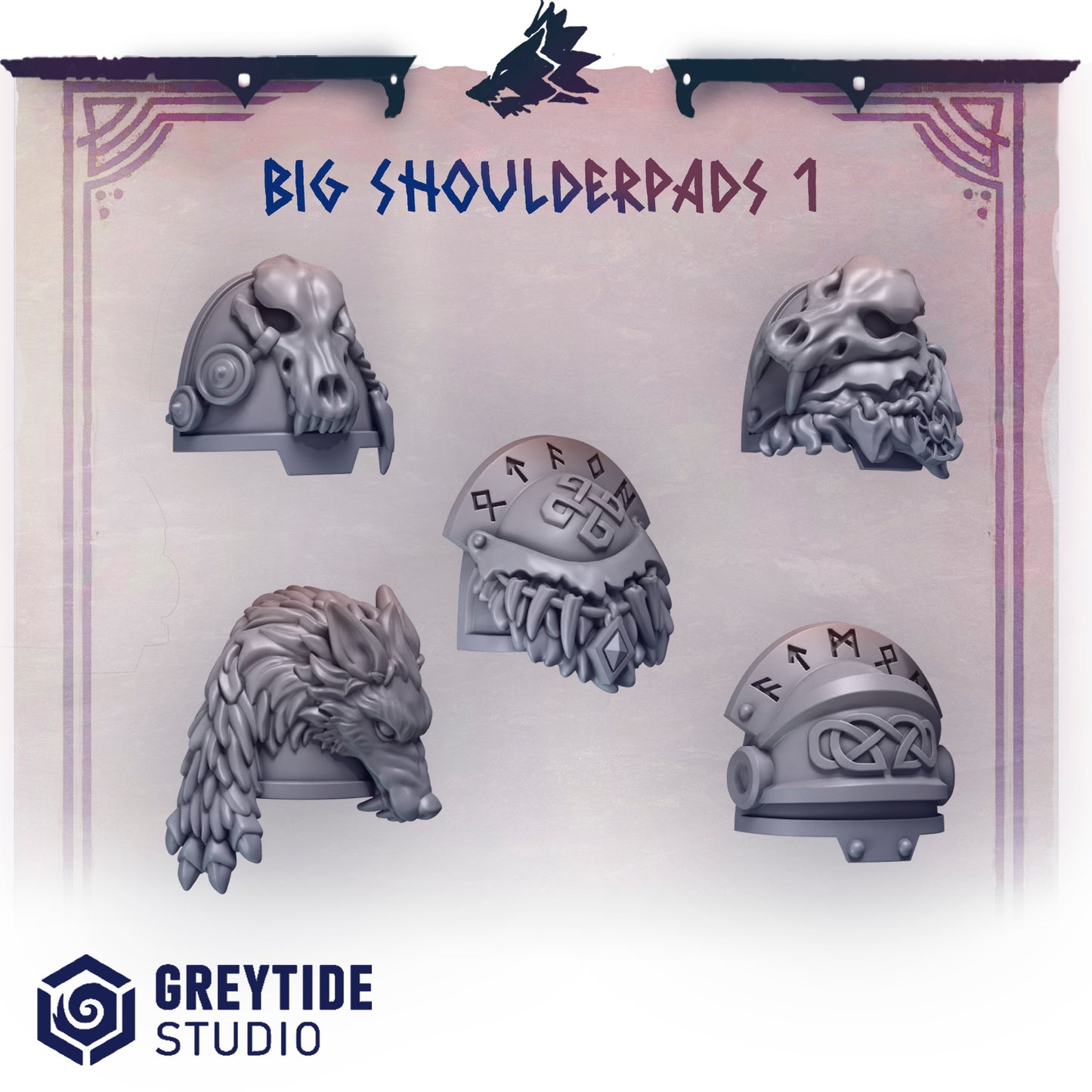 Primal Hounds Big Shoulder Pads | Bits Packs by Greytide Studios | 3D Printed Bits
