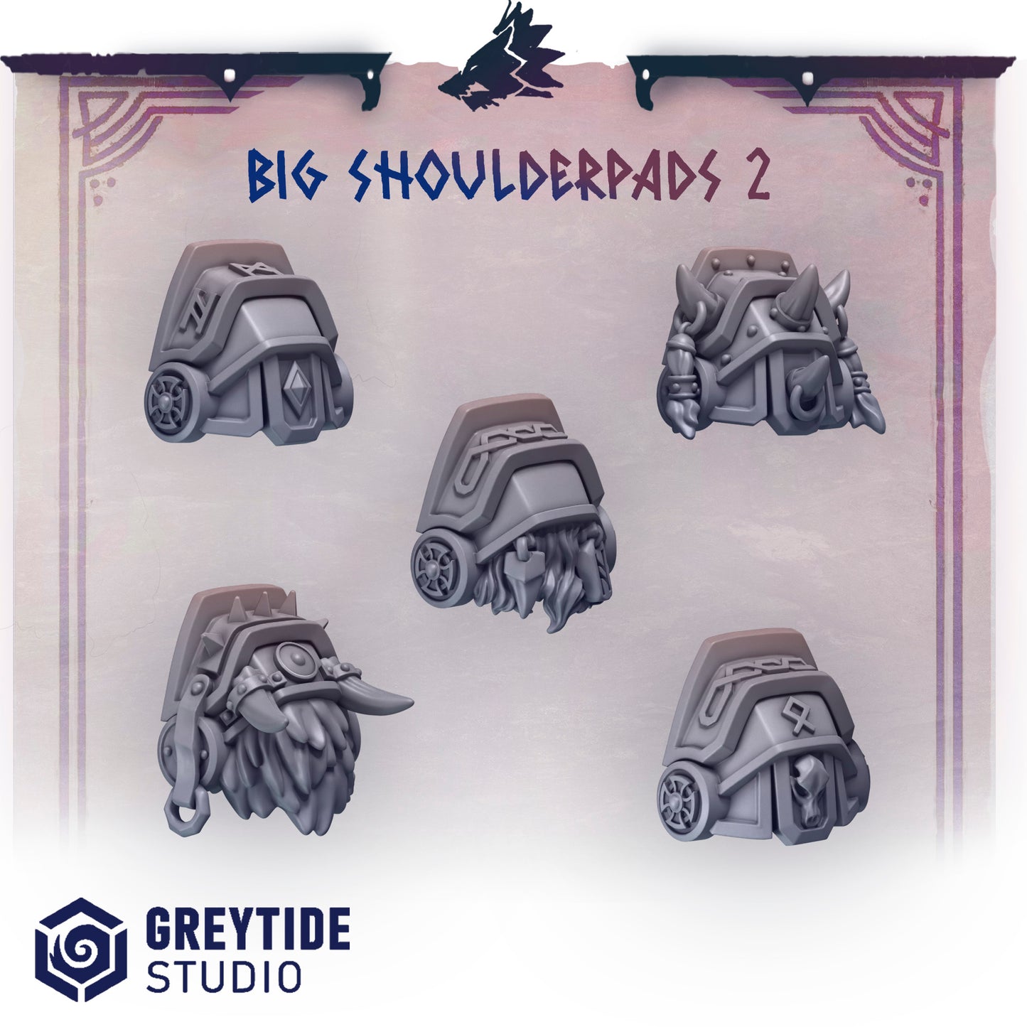 Primal Hounds Big Shoulder Pads | Bits Packs by Greytide Studios | 3D Printed Bits