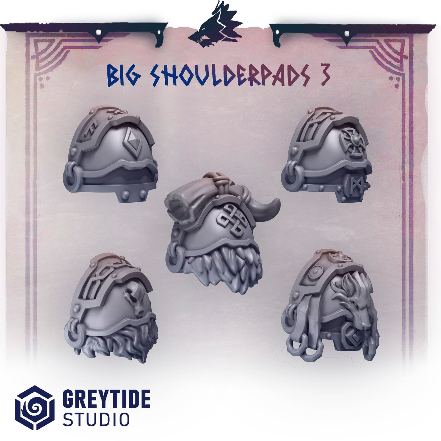 Primal Hounds Big Shoulder Pads | Bits Packs by Greytide Studios | 3D Printed Bits