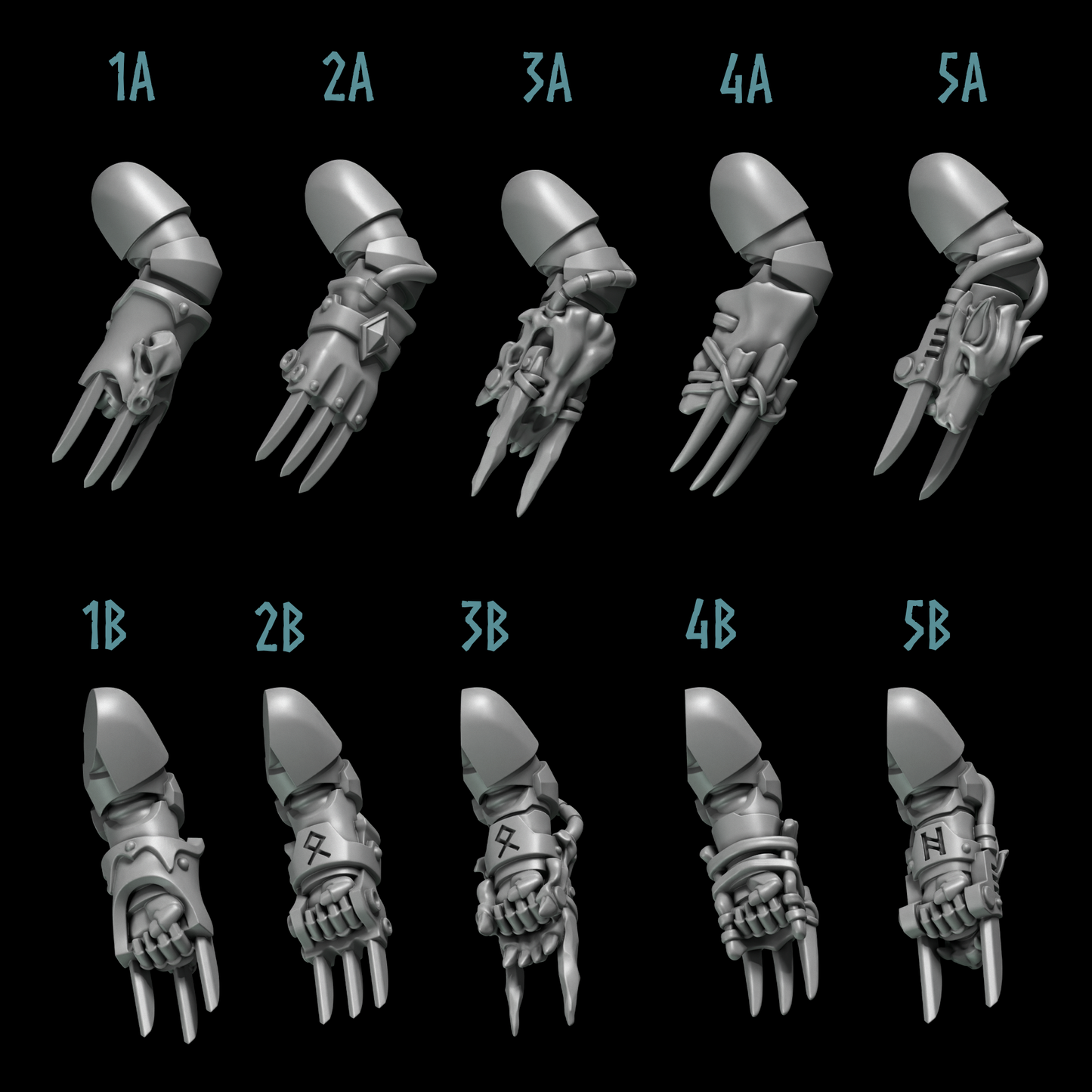 Primal Hounds Fists and Claws | Bits Packs by Greytide Studios | 3D Printed Bits