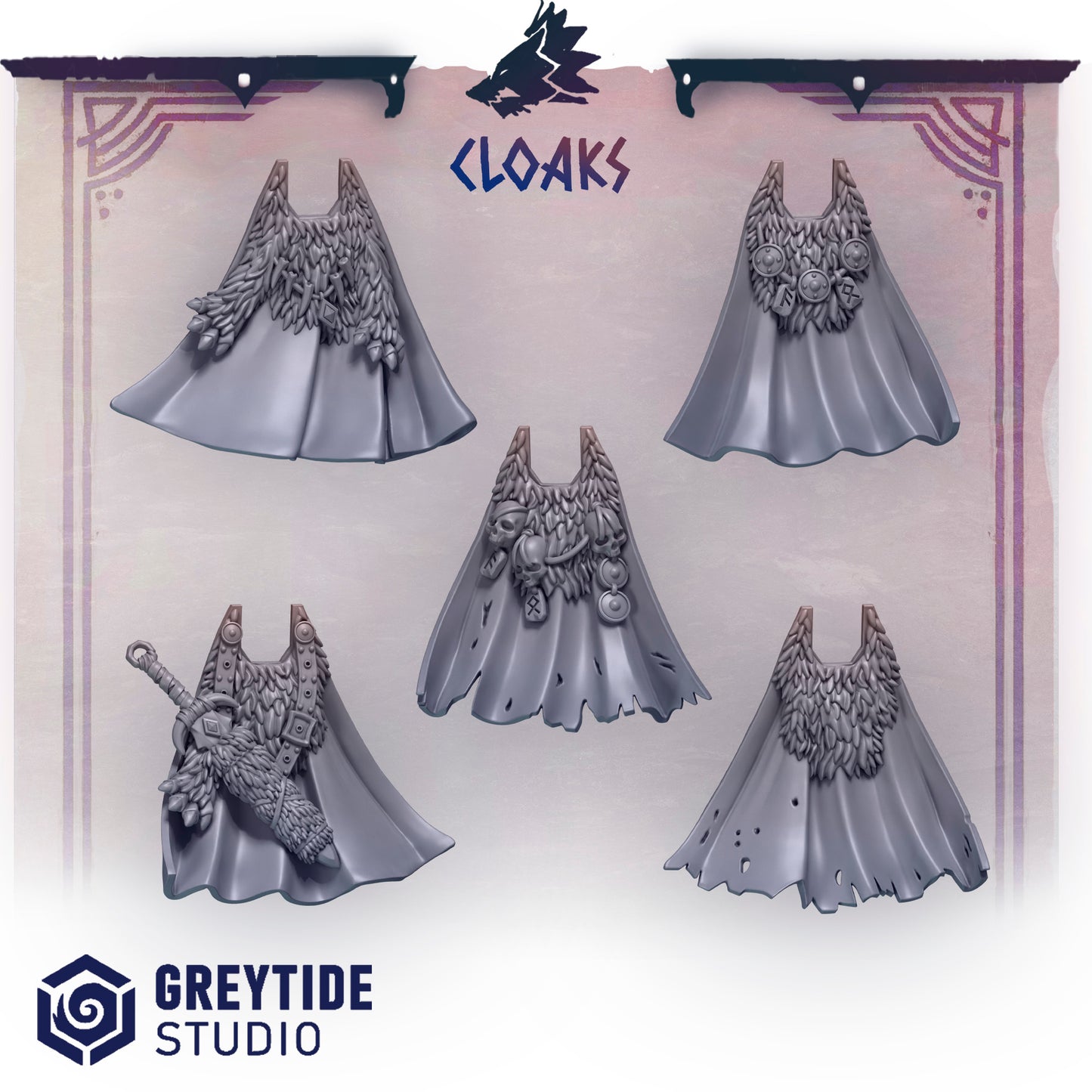 Primal Hounds Cloaks | Bits Packs by Greytide Studios | 3D Printed Bits