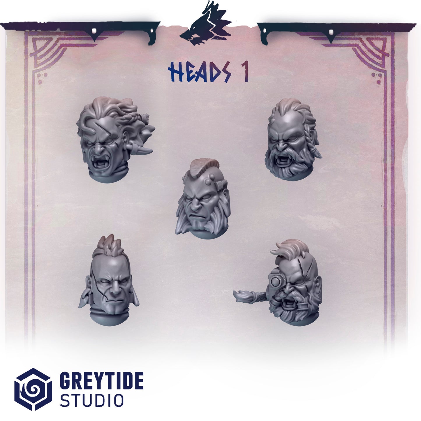 Primal Hounds Heads | Bits Packs by Greytide Studios | 3D Printed Bits