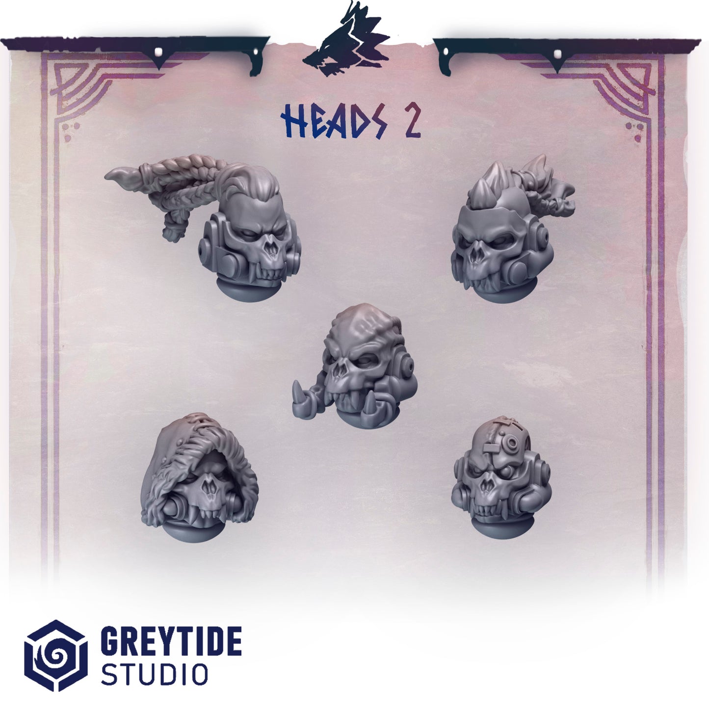 Primal Hounds Heads | Bits Packs by Greytide Studios | 3D Printed Bits