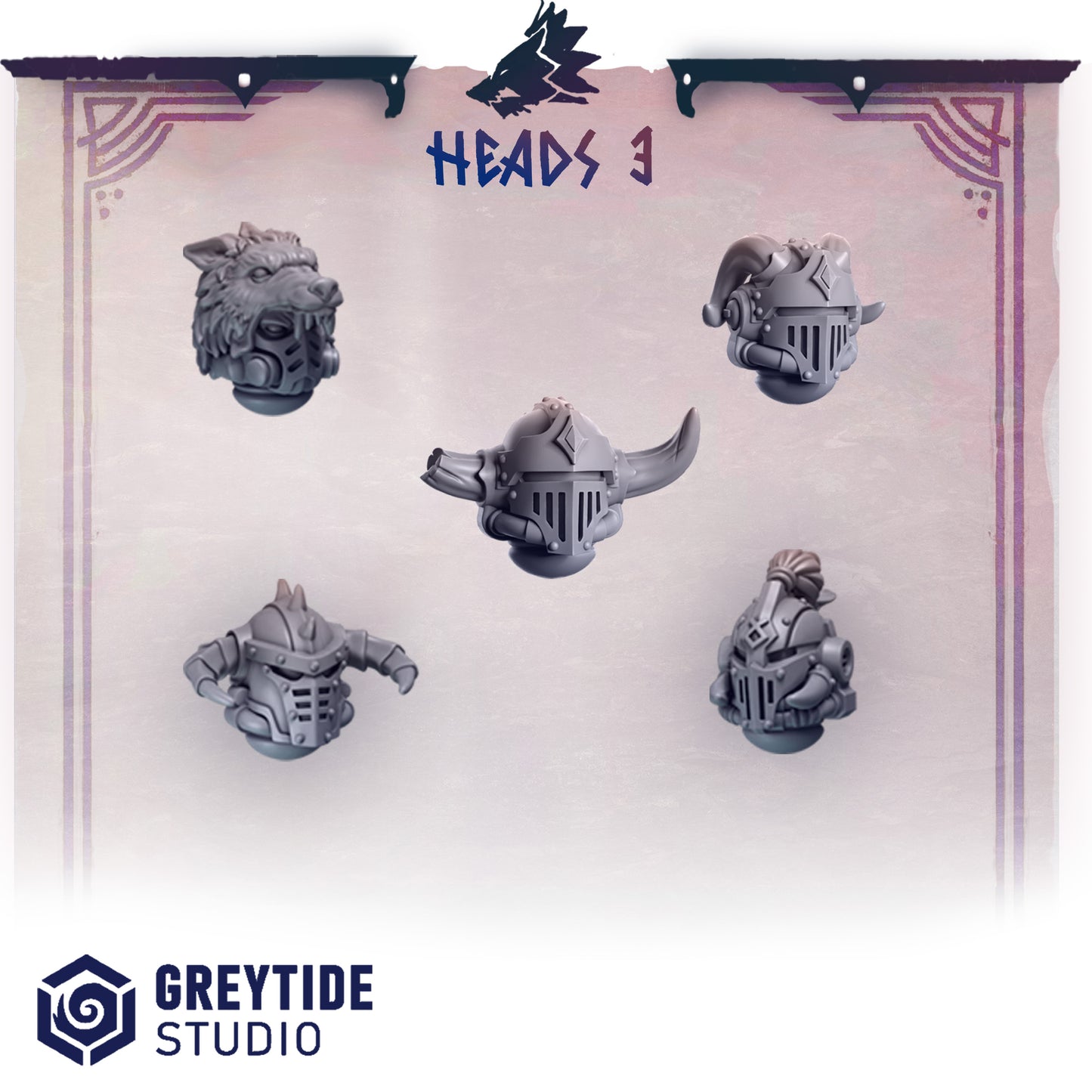 Primal Hounds Heads | Bits Packs by Greytide Studios | 3D Printed Bits