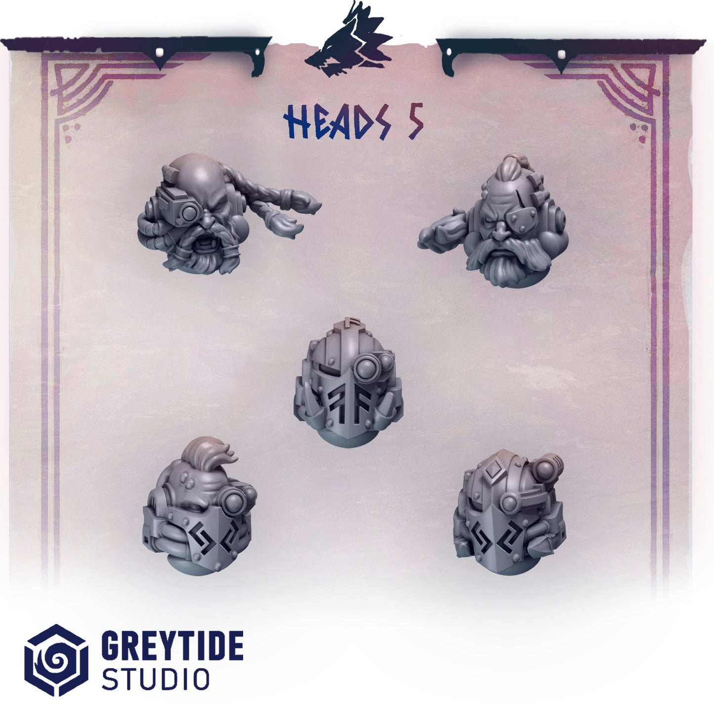 Primal Hounds Heads | Bits Packs by Greytide Studios | 3D Printed Bits