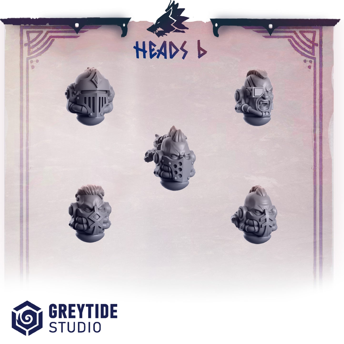 Primal Hounds Heads | Bits Packs by Greytide Studios | 3D Printed Bits