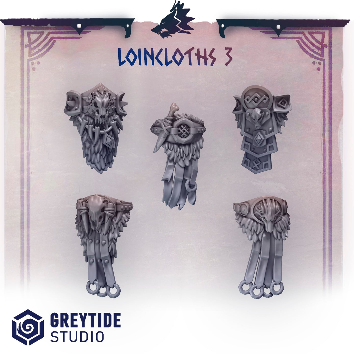 Primal Hounds Loincloths | Bits Packs by Greytide Studios | 3D Printed Bits
