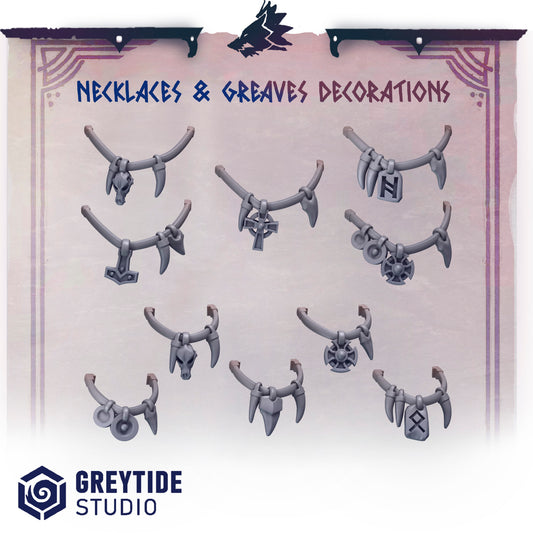 Primal Hounds Necklace and Greave Chains | Bits Packs by Greytide Studios | 3D Printed Bits