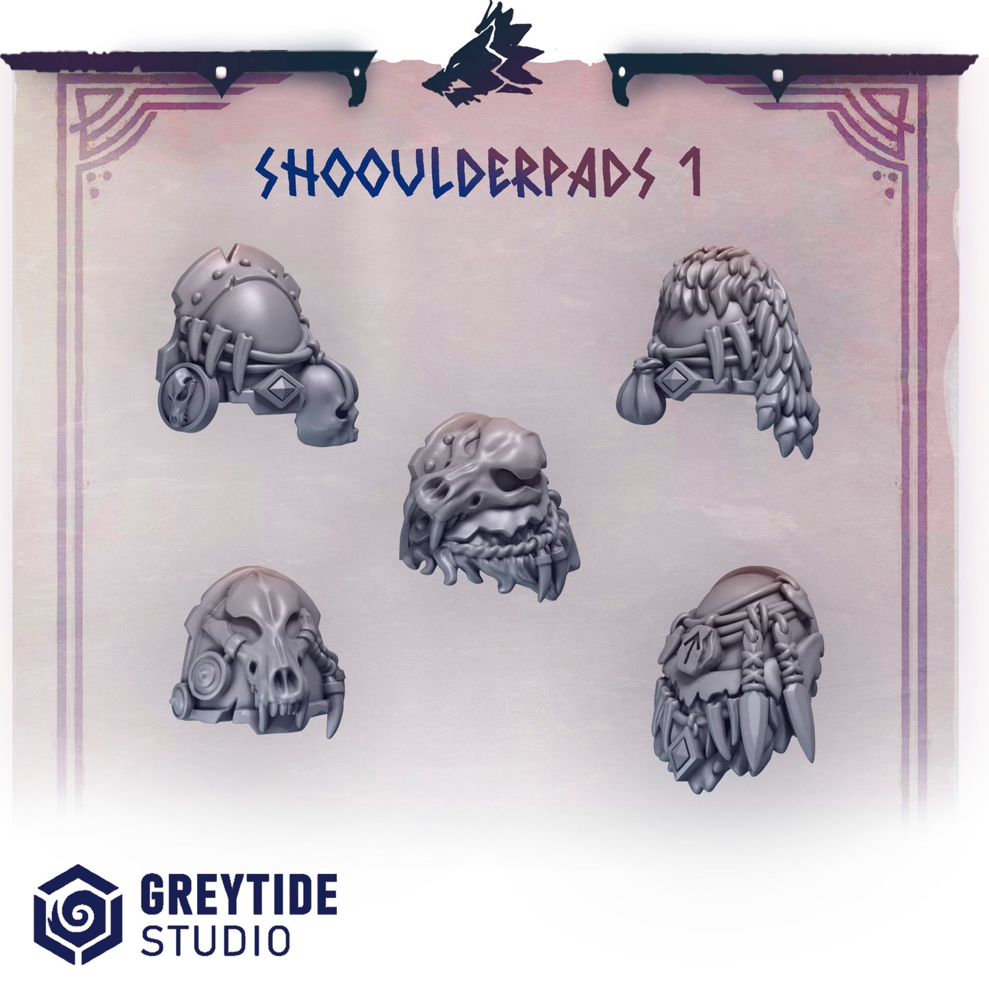 Primal Hounds Shoulder Pads | Bits Packs by Greytide Studios | 3D Printed Bits