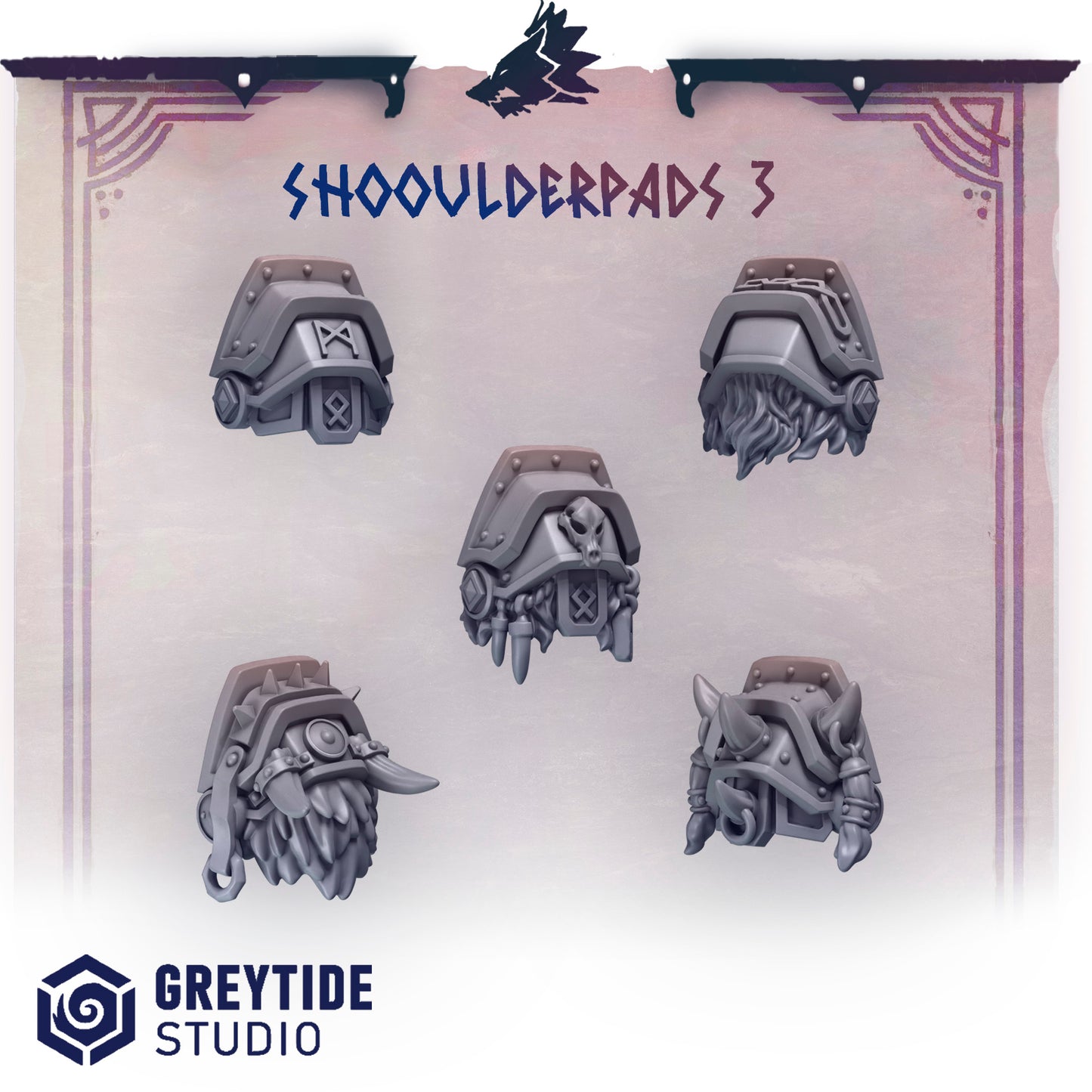 Primal Hounds Shoulder Pads | Bits Packs by Greytide Studios | 3D Printed Bits