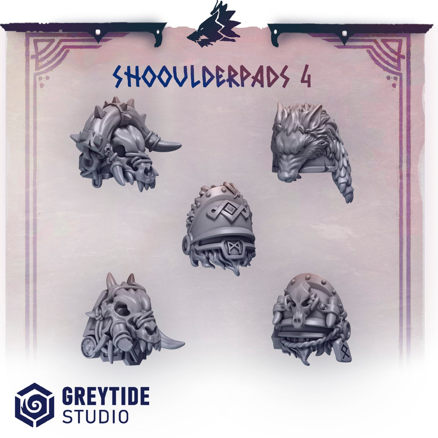 Primal Hounds Shoulder Pads | Bits Packs by Greytide Studios | 3D Printed Bits