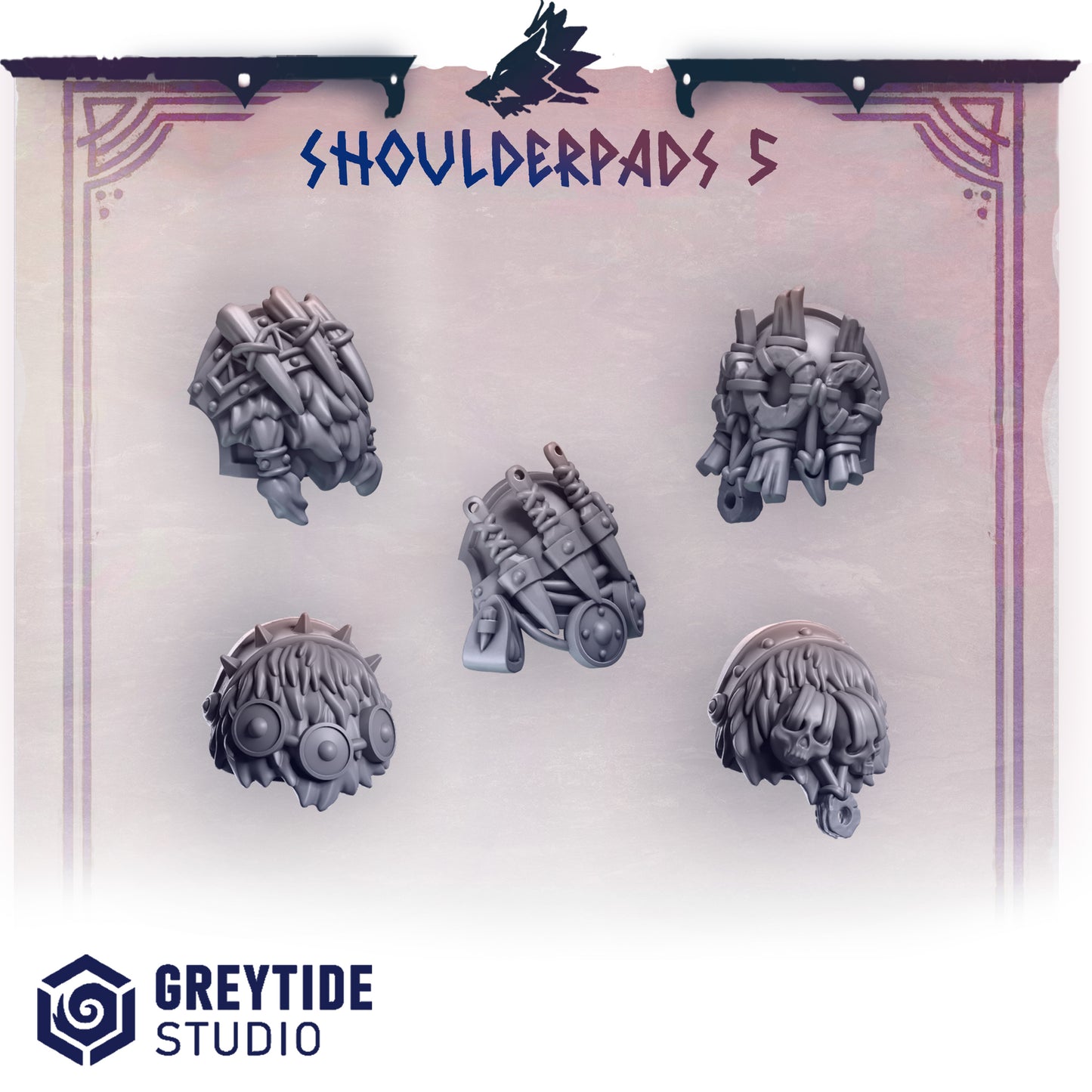 Primal Hounds Shoulder Pads | Bits Packs by Greytide Studios | 3D Printed Bits
