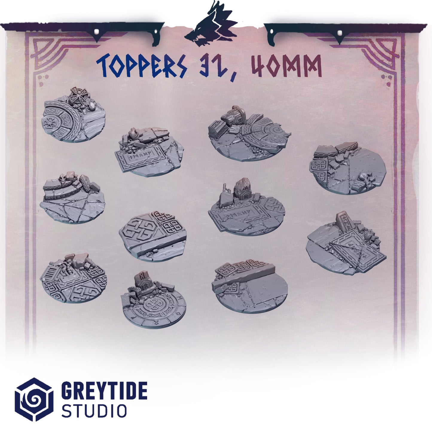 Primal Hounds Base Toppers | Bits Packs by Greytide Studios | 3D Printed Bits