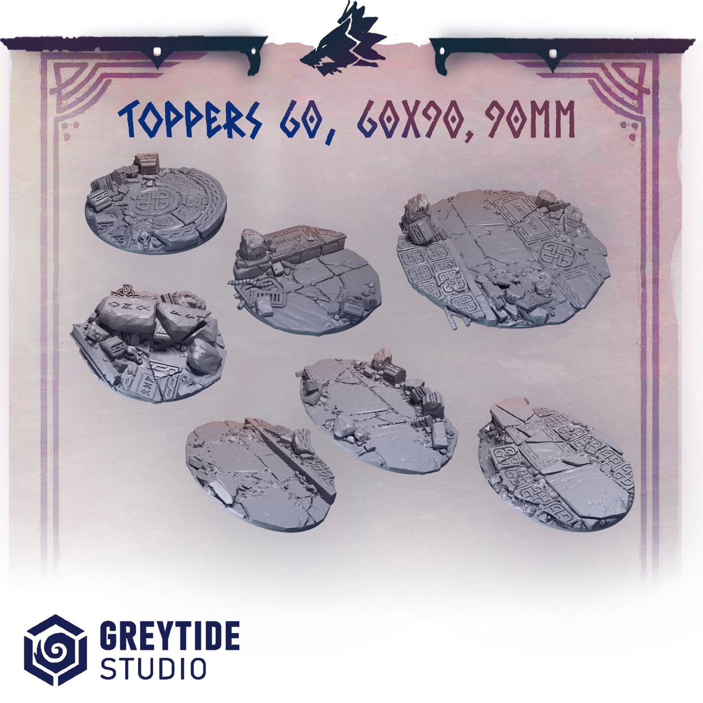 Primal Hounds Base Toppers | Bits Packs by Greytide Studios | 3D Printed Bits