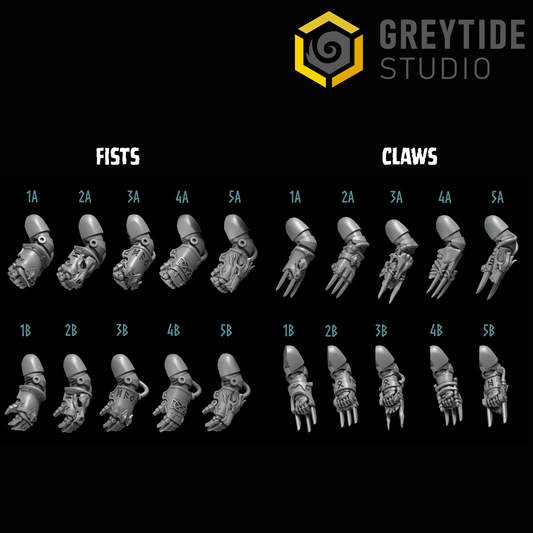 Primal Hounds Fists and Claws | Bits Packs by Greytide Studios | 3D Printed Bits