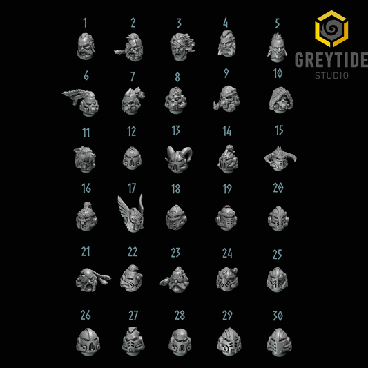 Primal Hounds Heads | Bits Packs by Greytide Studios | 3D Printed Bits