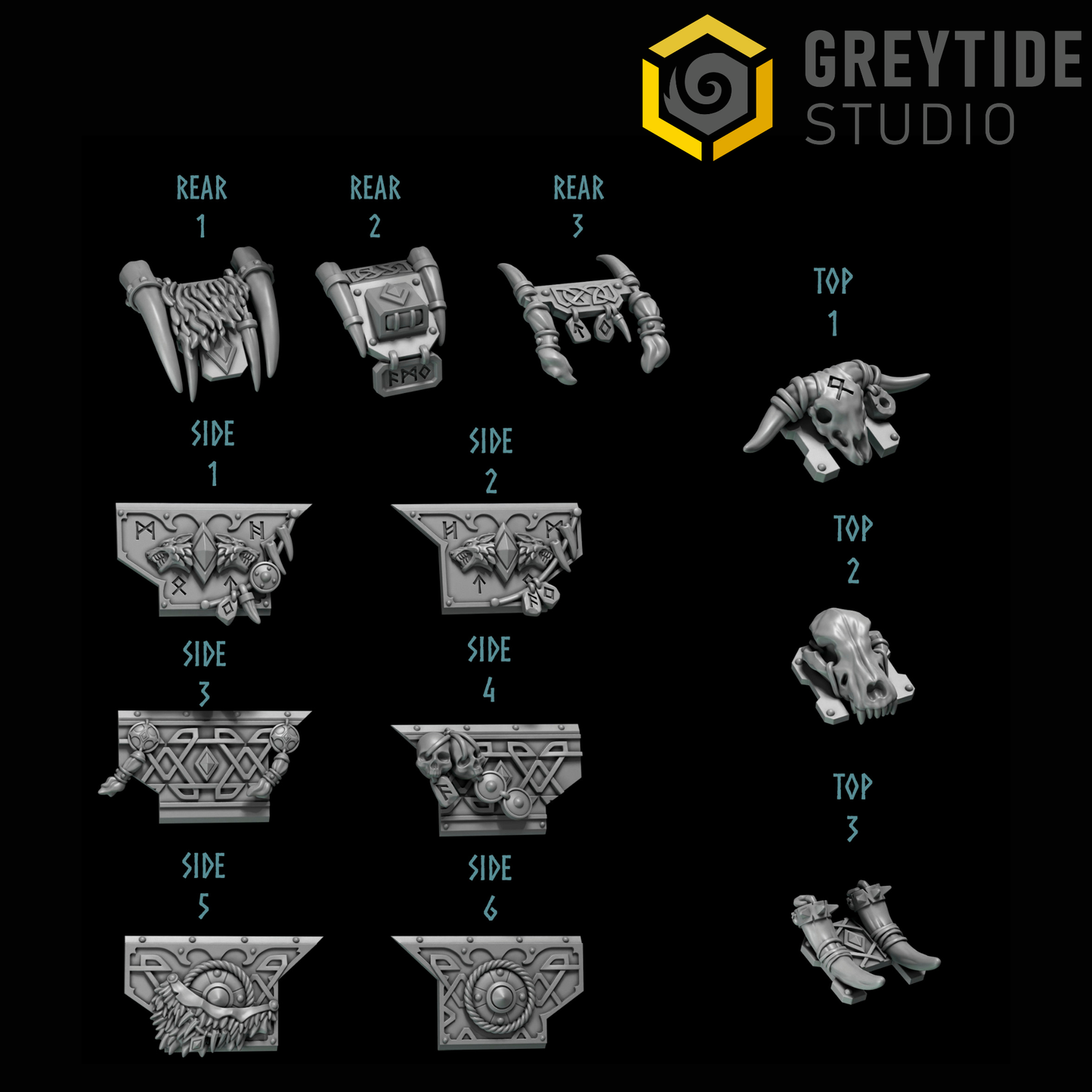 Primal Hounds Motorbike Parts | Bits Packs by Greytide Studios | 3D Printed Bits