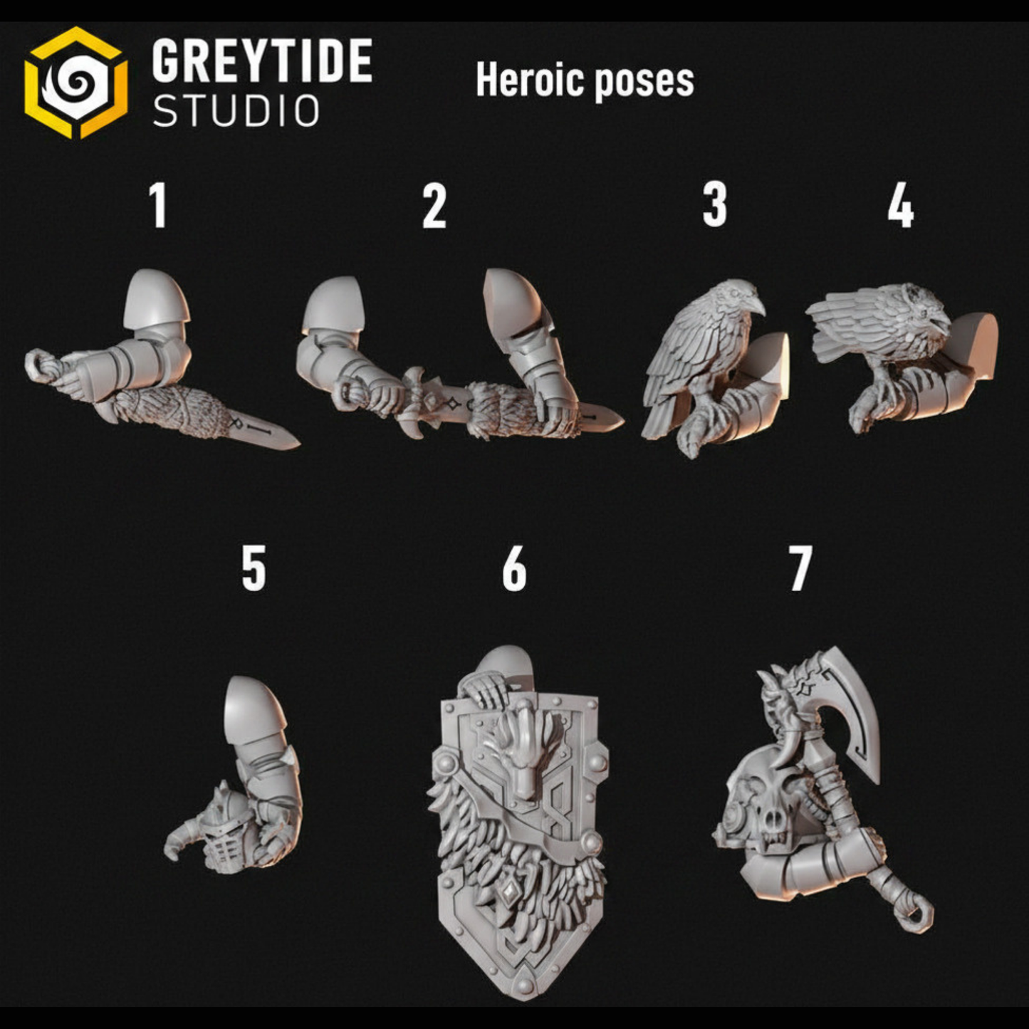 Primal Hounds Hero Pose | Bits Packs by Greytide Studios | 3D Printed Bits