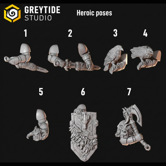 Primal Hounds Hero Pose | Bits Packs by Greytide Studios | 3D Printed Bits