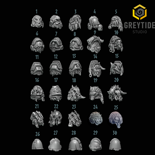Primal Hounds Shoulder Pads | Bits Packs by Greytide Studios | 3D Printed Bits
