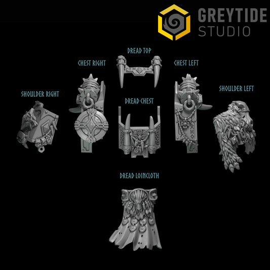Primal Hounds Ancient Armor | Bits Packs by Greytide Studios | 3D Printed Bits