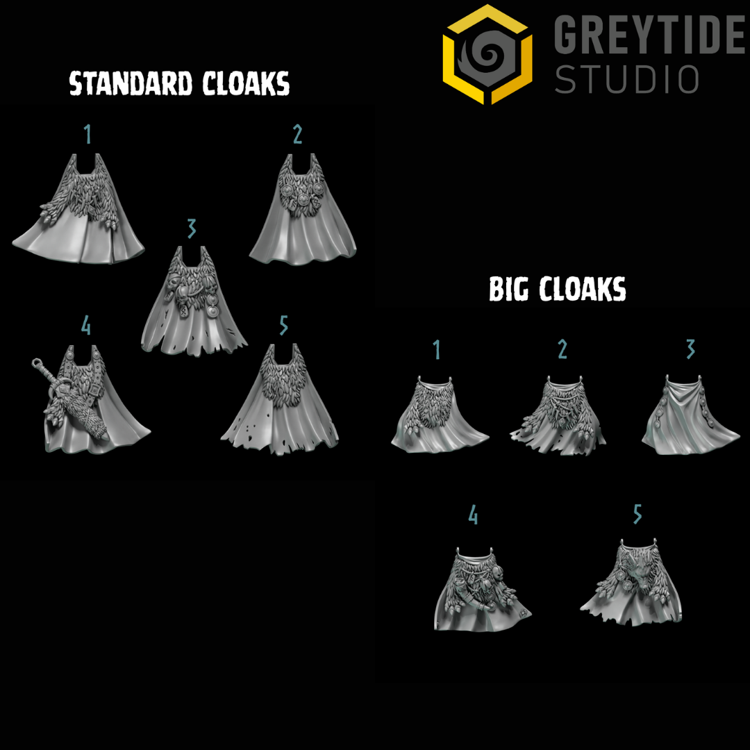 Primal Hounds Cloaks | Bits Packs by Greytide Studios | 3D Printed Bits