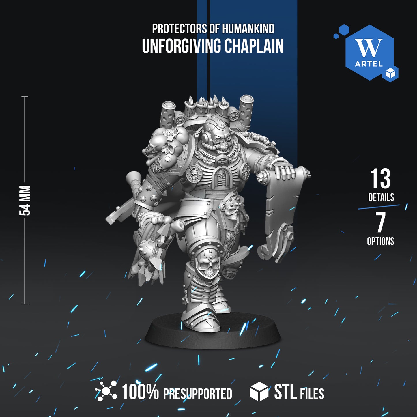 Unforgiving Chaplain - Protectors of Humankind by Artel W | 3D Printed Miniatures