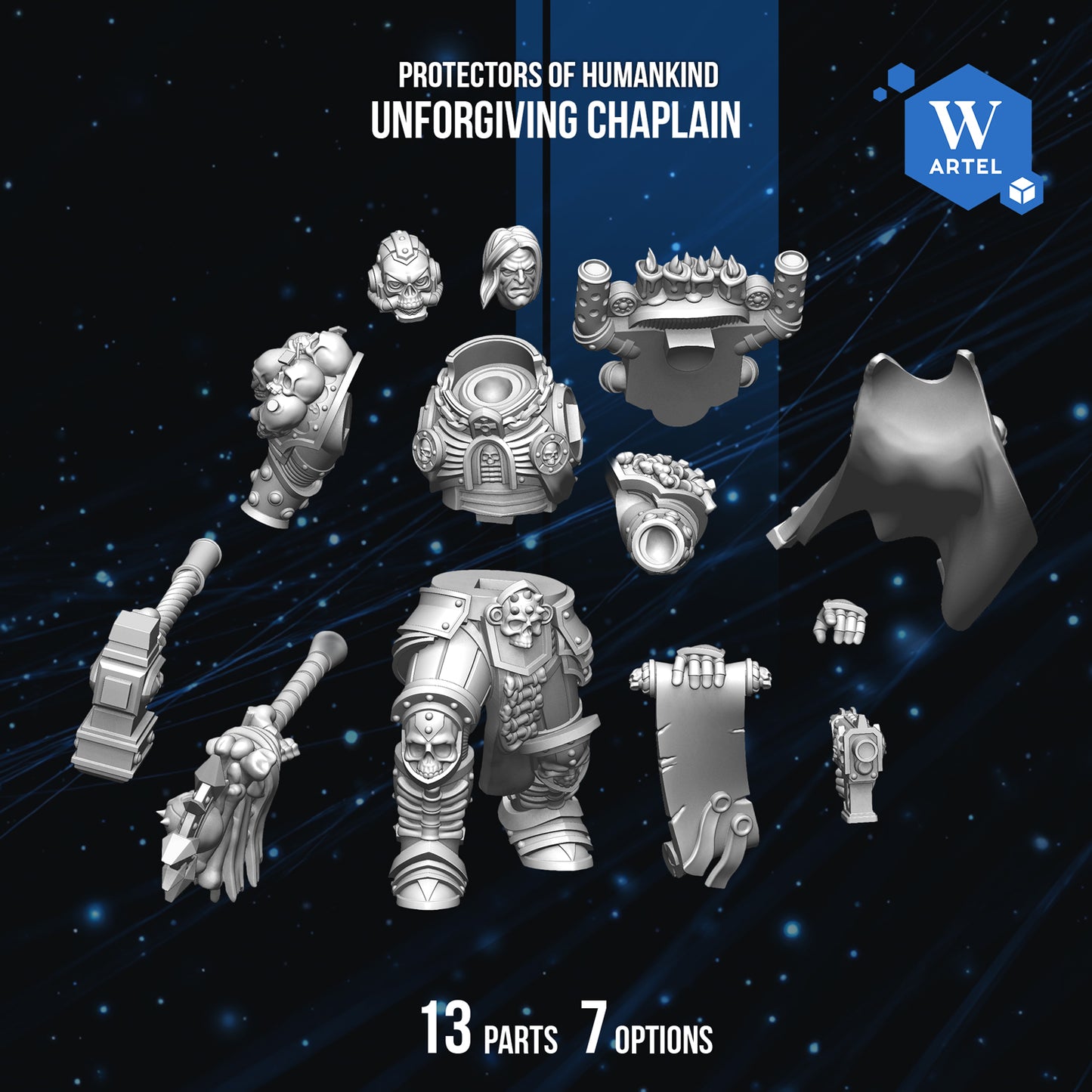 Unforgiving Chaplain - Protectors of Humankind by Artel W | 3D Printed Miniatures