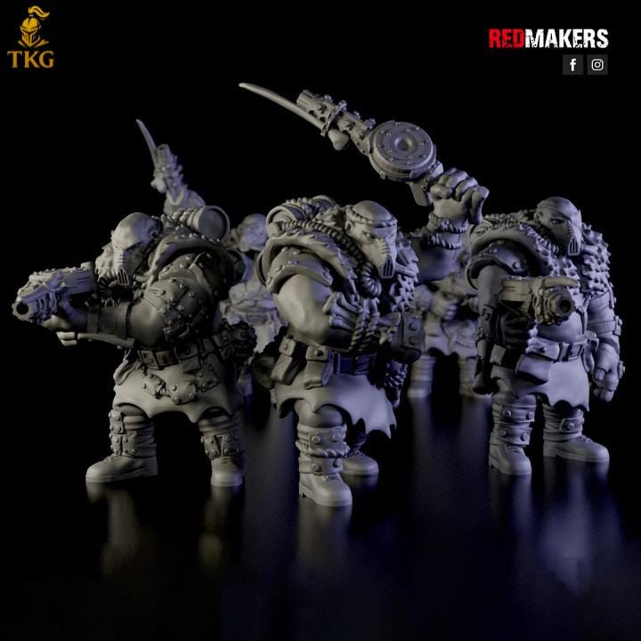 Abhuman Giants by RedMakers | 3D printed Tabletop Miniatures | Ogryn/Bullgryn Proxies